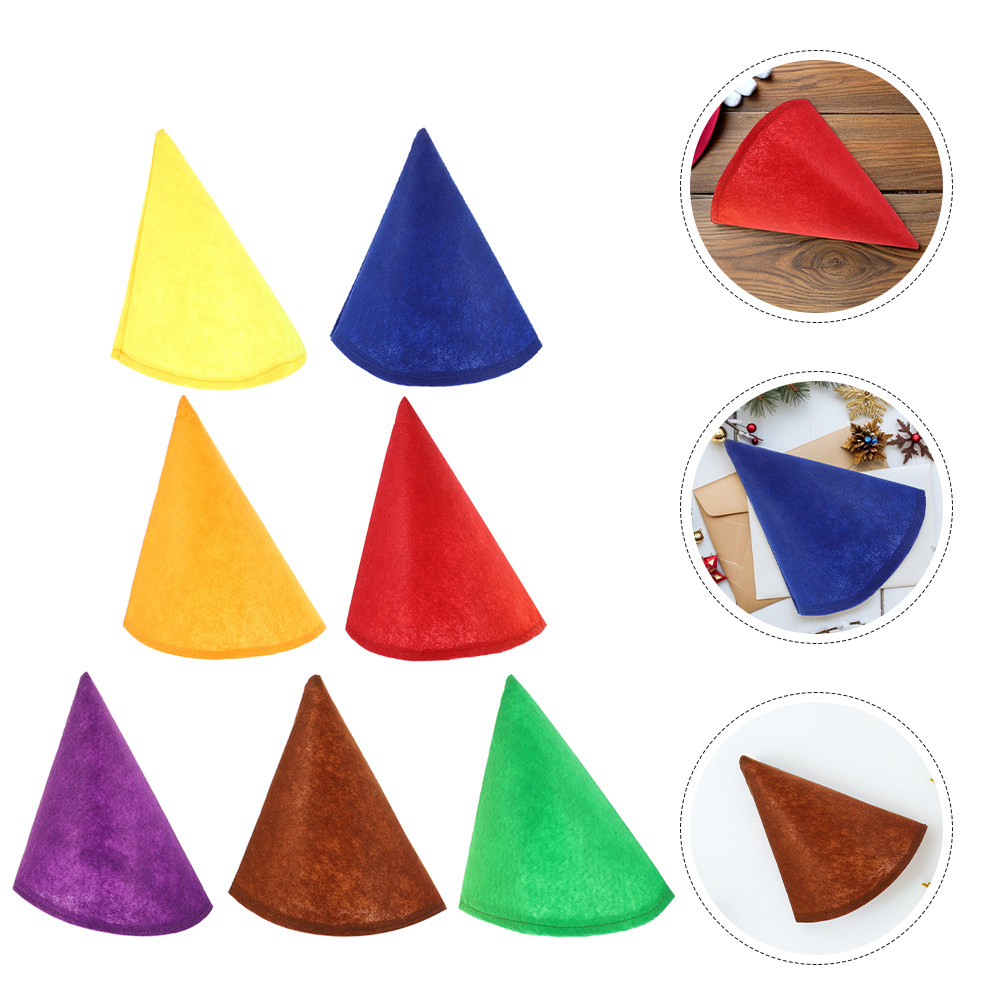 Party Hat Cone - 14個入りカラフルなフェルトコーンパーティーハット、ハロウィンや誕生日のコスチュームアクセサリー用ノームキャップ、ドレスアップ用ノームハット、ドワーフハット