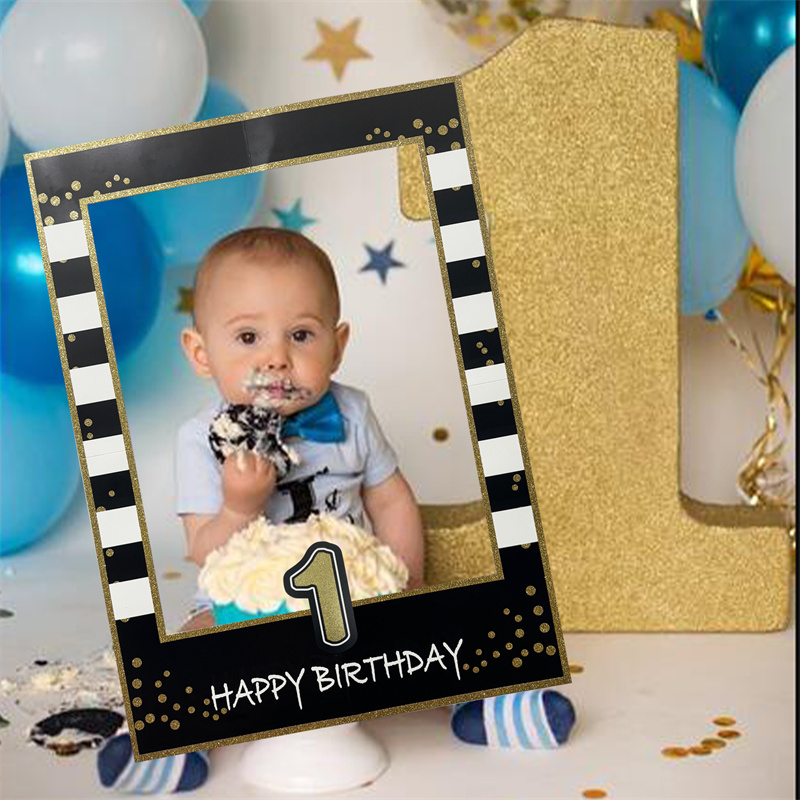 Photo Booth Frame - 子供と大人のためのフォトブースサポートフレーム,パーティー用品,お誕生日おめでとうパーティー,男性と女性,18歳,20歳,30歳,1ピース,1〜30歳