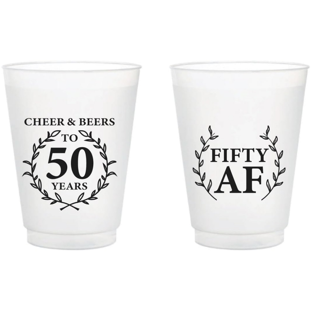 Plastic Cup 50Pcs - 10/50 個別化されたフロスト加工プラスチックカップ、50歳の誕生日用フロストカップ記念品、カスタム50歳の誕生日用プラスチックカップ、私たち用のドリンクカップ