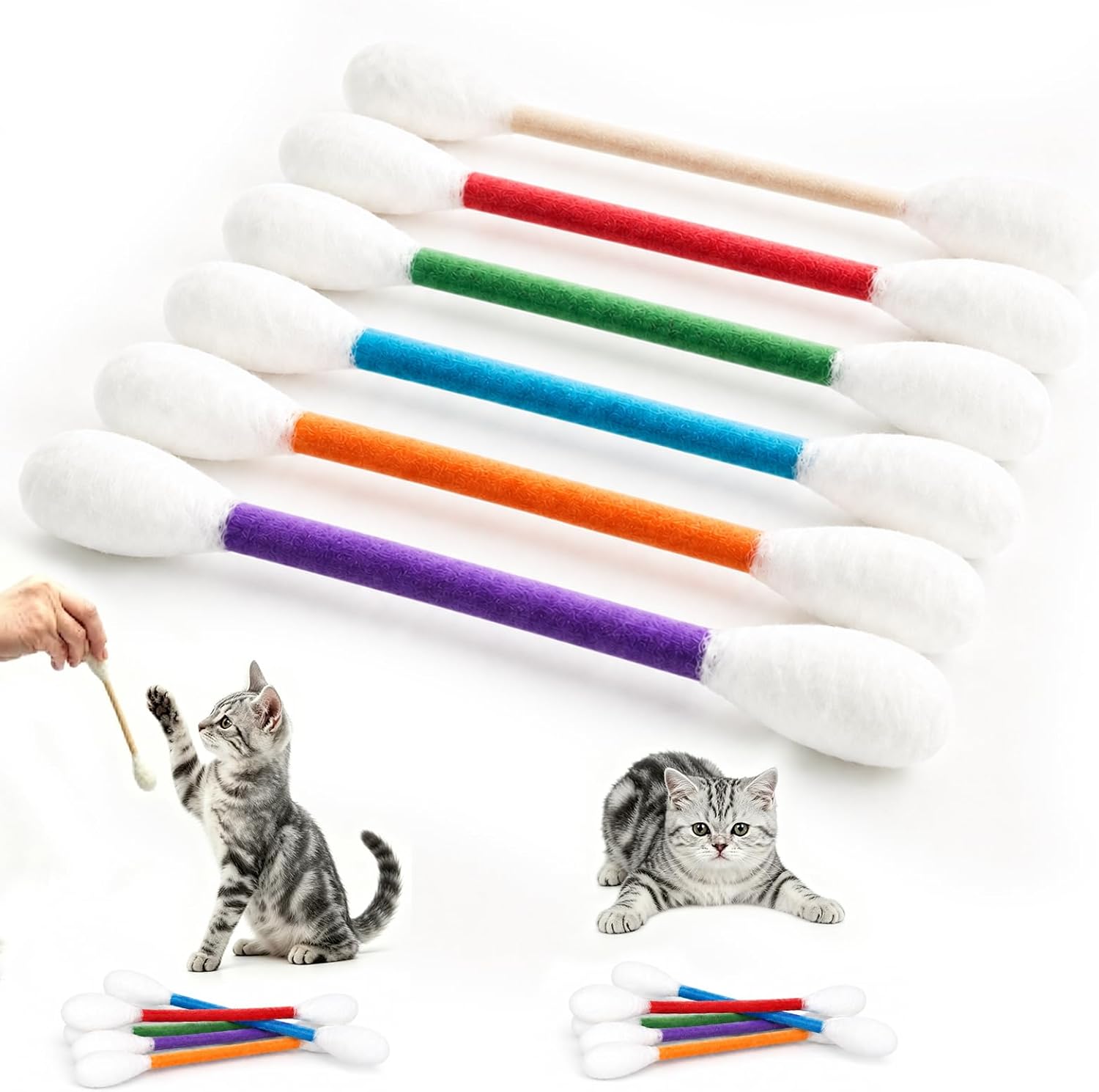 Cotton Candy Cone - 創造的な猫用ミントおもちゃ、大きな綿菓子型、6個セット、巨大な噛む棒、猫のクリーニングや歯ぎしりに。