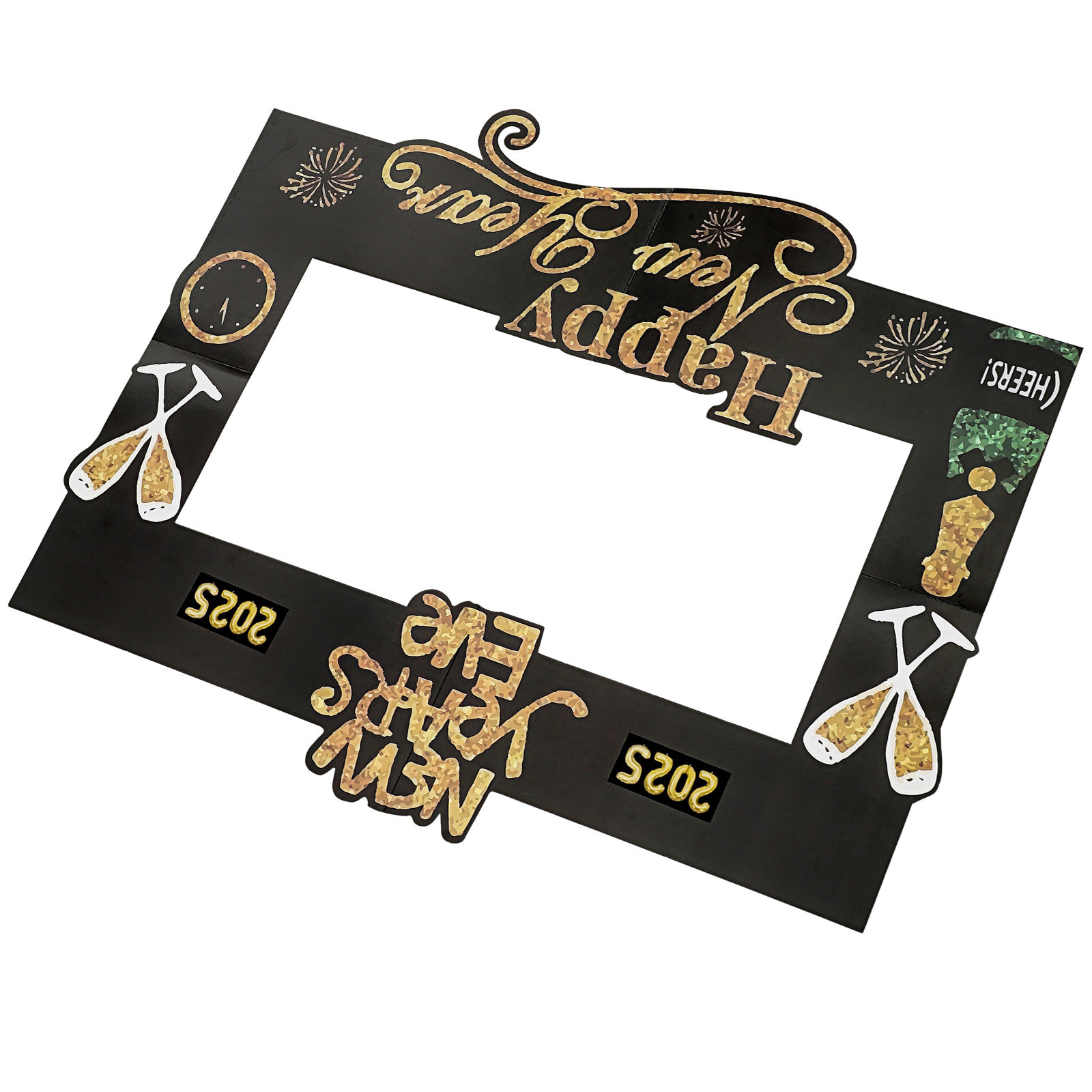 Photo Booth Frame - 2025年新年写真撮影用小道具 ハンドヘルド写真フレーム 丈夫で持ち運びやすい 大晦日フォトブースフレーム パーティー用品 撮影用具