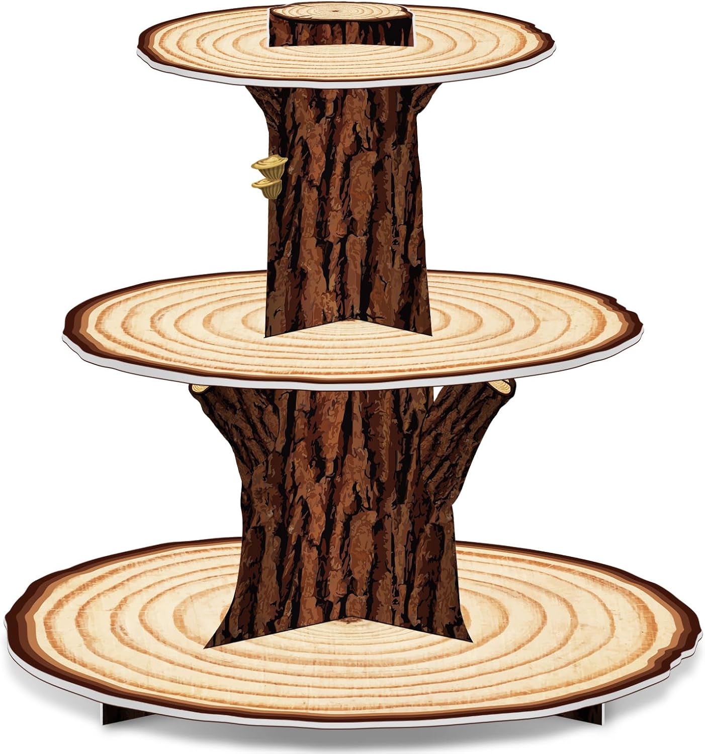 Cupcake Stand Tier - 木製カップケーキスタンド装飾 3 層西洋パーティーケーキホルダーウッドランドベビーシャワー素朴な木製カップケーキスタンド装飾用
