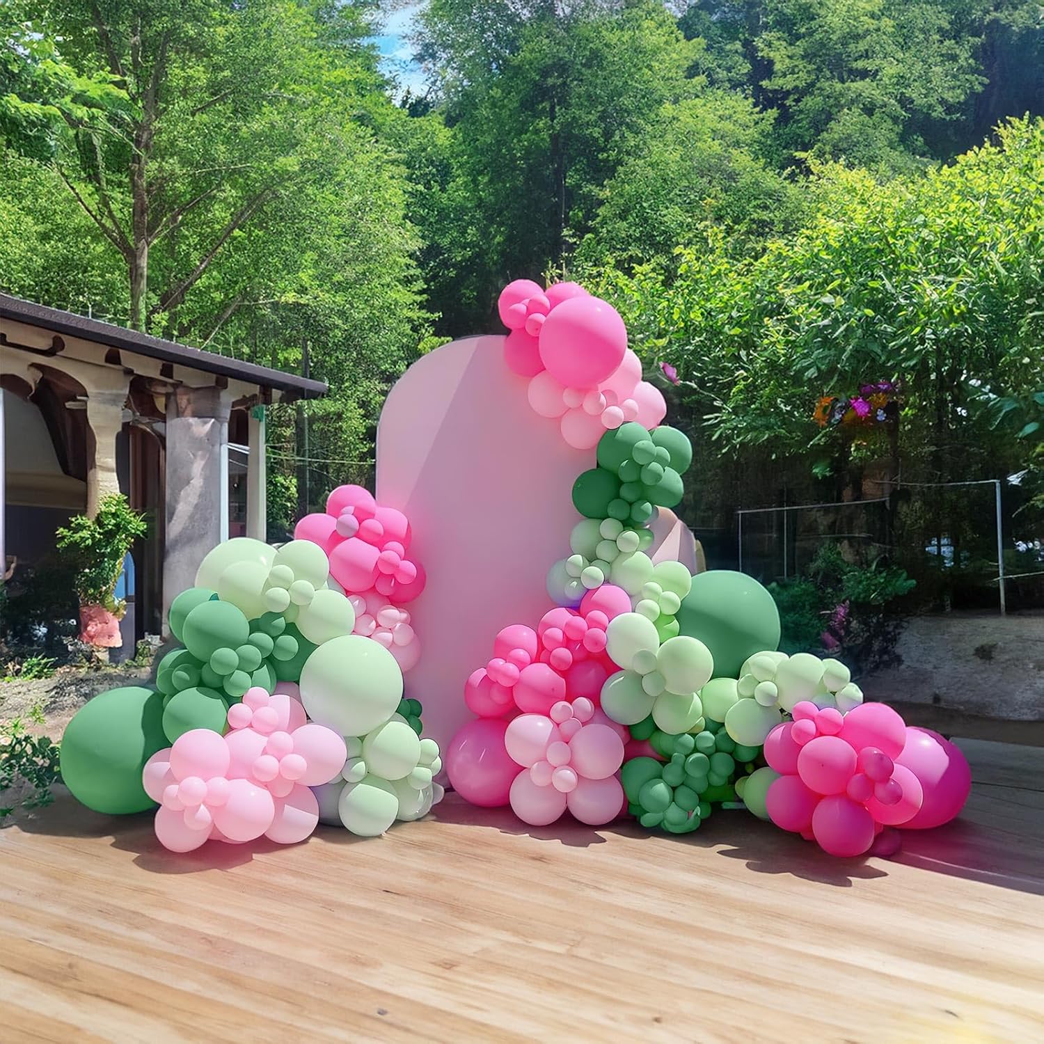 Balloon Arch Kit - 107個入り ホットピンク グリーン バルーン ガーランド アーチ