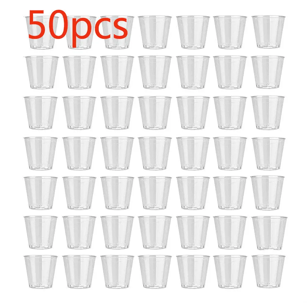 Plastic Cup 50Pcs - 35 ミリリットル 50 X クリアプラスチックゼリーカップ使い捨てショットタンブラーホルダーウェディングパーティー供給