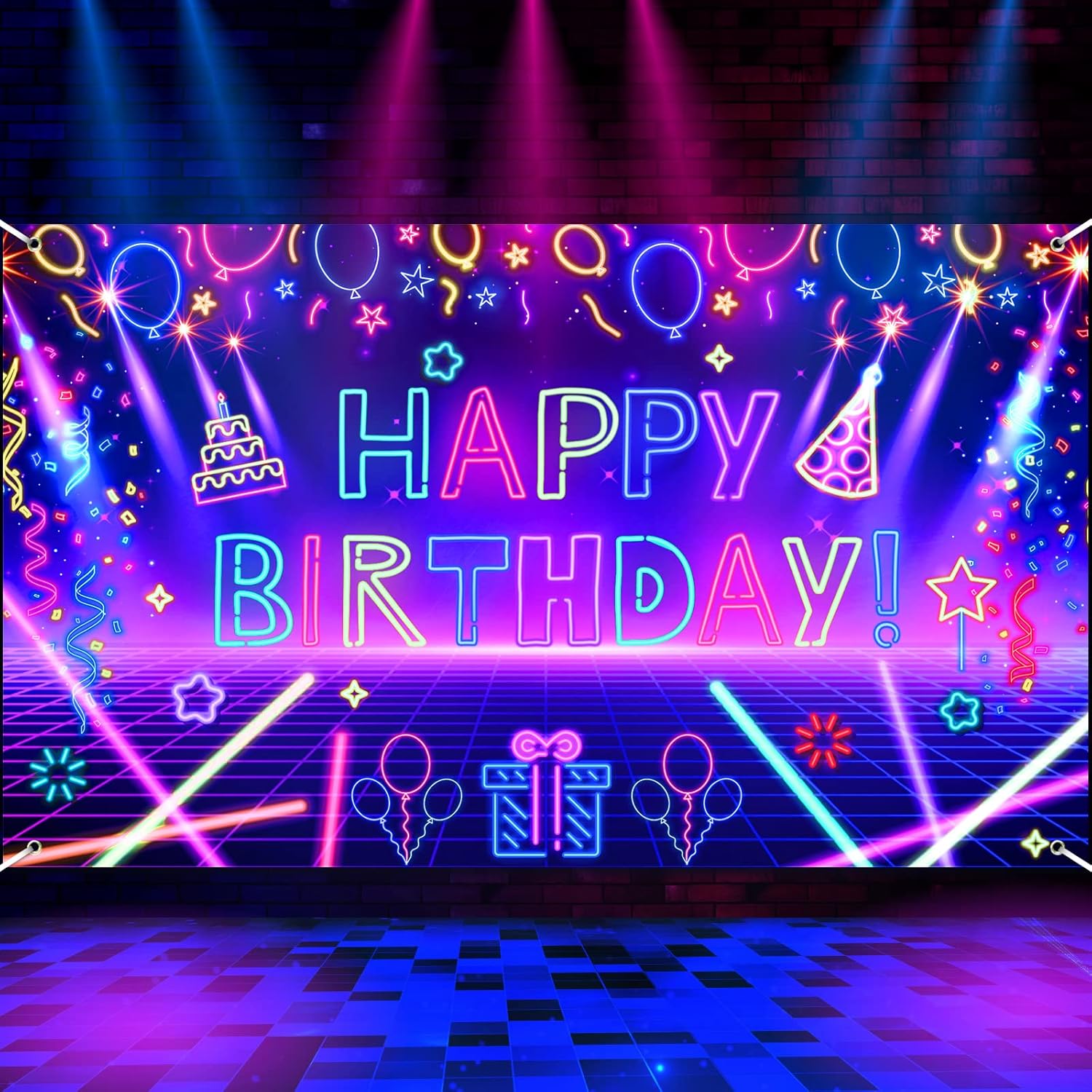 写真撮影用背景幕 グローネオン 誕生日パーティー バナー装飾 - Let'S Party Event Supply のレビューと価格