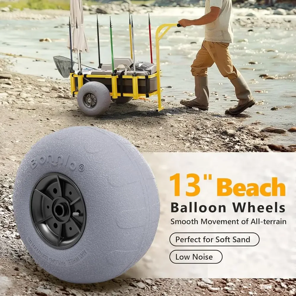 ビーチトロリー、13個のバルーンホイール付き、砂浜対応、耐荷 - Balloon Pump Hand のレビューと価格