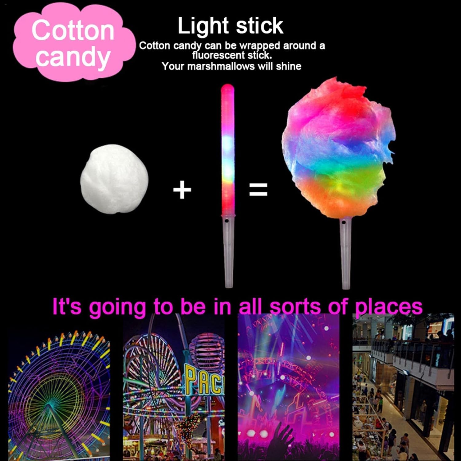 20個入り カラフルな点滅LEDコットンキャンディーコーン  - Cotton Candy Cone のレビューと価格