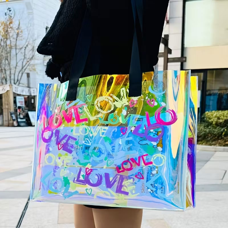 ファッショナブルなレーザープリントのハンドバッグ。PVCゼリ - Event & Party Supply のレビューと価格