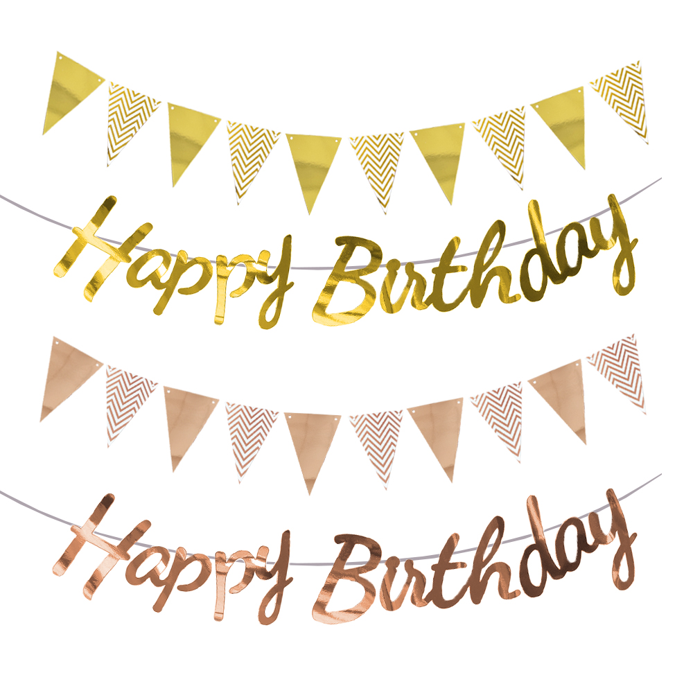 ハッピーバースデーバナー ゴールド シルバー 誕生日 吊り下 - Party Banner Gold のレビューと価格