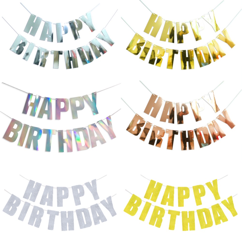 ハッピーバースデーバナー ゴールド シルバー 誕生日 吊り下 - Party Banner Gold のレビューと価格