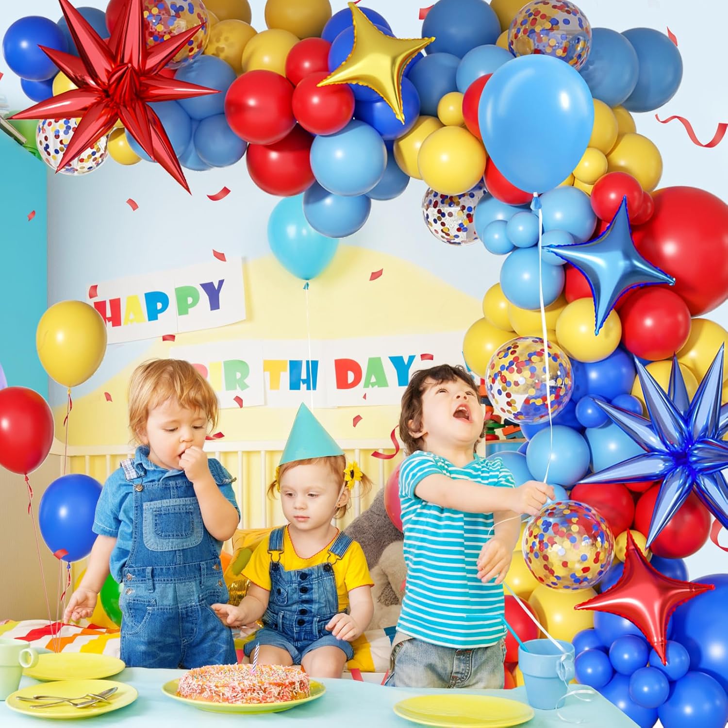 青、赤、黄、虹色のバルーンガーランドアーチキット、誕生日、記 - Balloon Arch Kit のレビューと価格