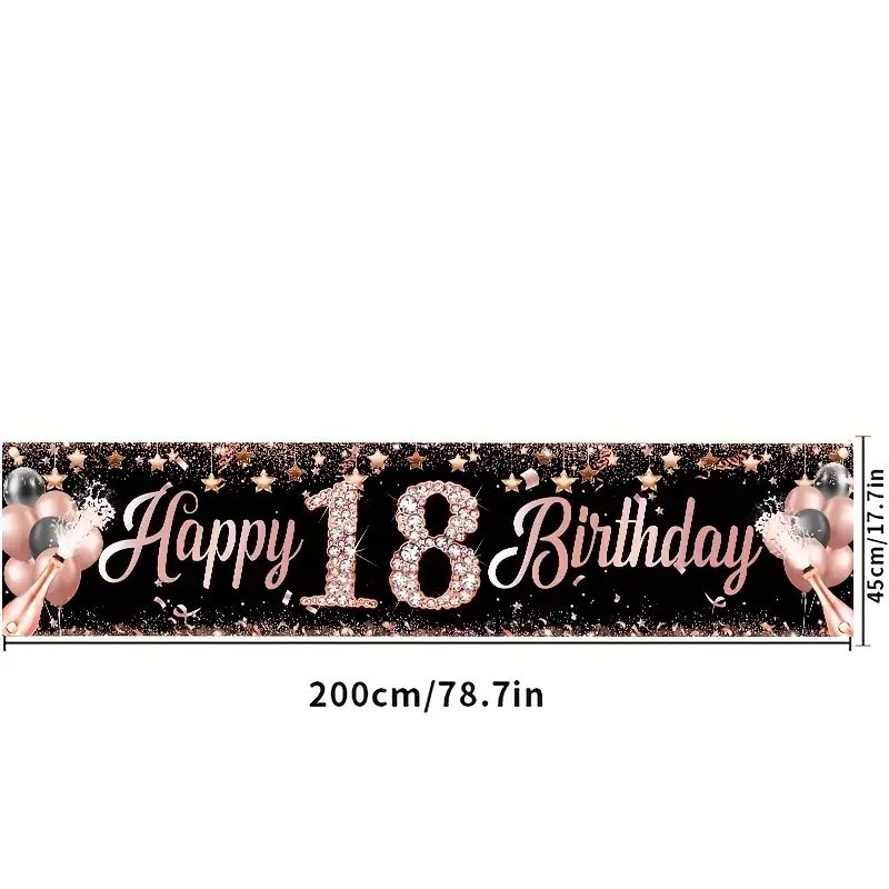 18歳の誕生日バナー、ローズゴールドの誕生日パーティーデコレ - Party Banner Gold のレビューと価格