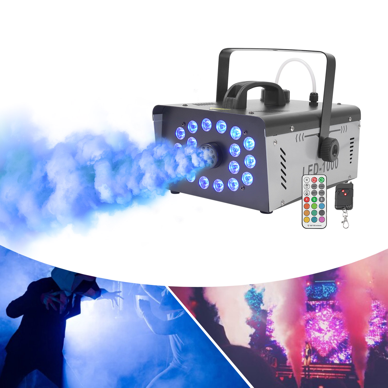 スモークマシン 1000W 18 LED ステージフォグマシ - Event Party Dj のレビューと価格