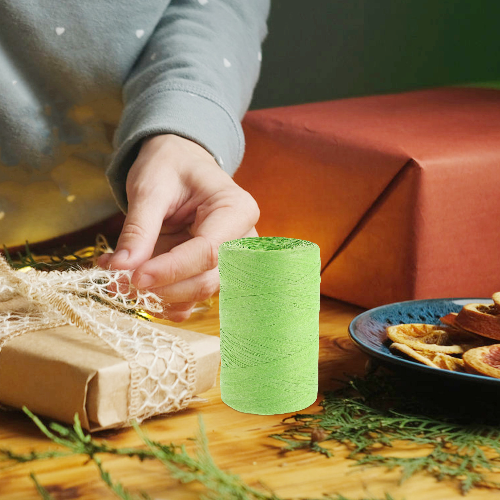 カラーラフィアペーパーストリング フラットデザイン フラワー - Papercraft Supply Ribbon のレビューと価格